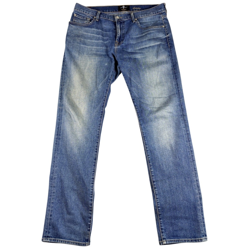 7 For All Mankind Slimmy Jeans Mens 36 Blue Slim Premium Faded Stretch